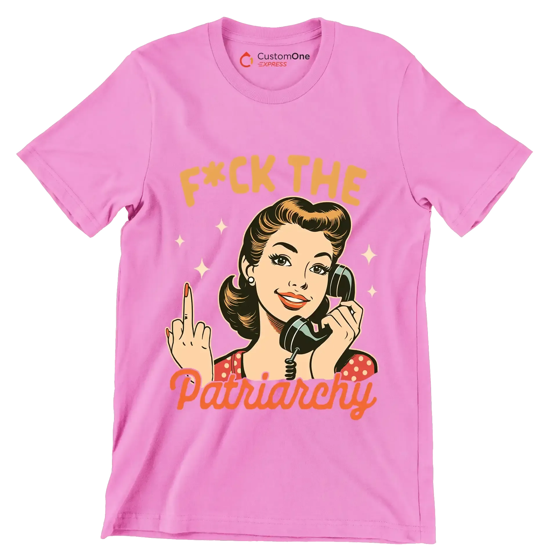 fuck the patriarchy - Retro Themed T-Shirt-Pink-S-Custom One Express