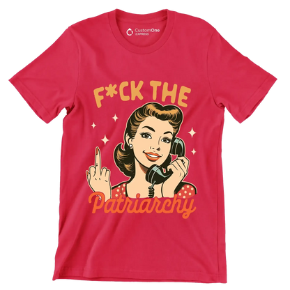 fuck the patriarchy - Retro Themed T-Shirt-Red-S-Custom One Express