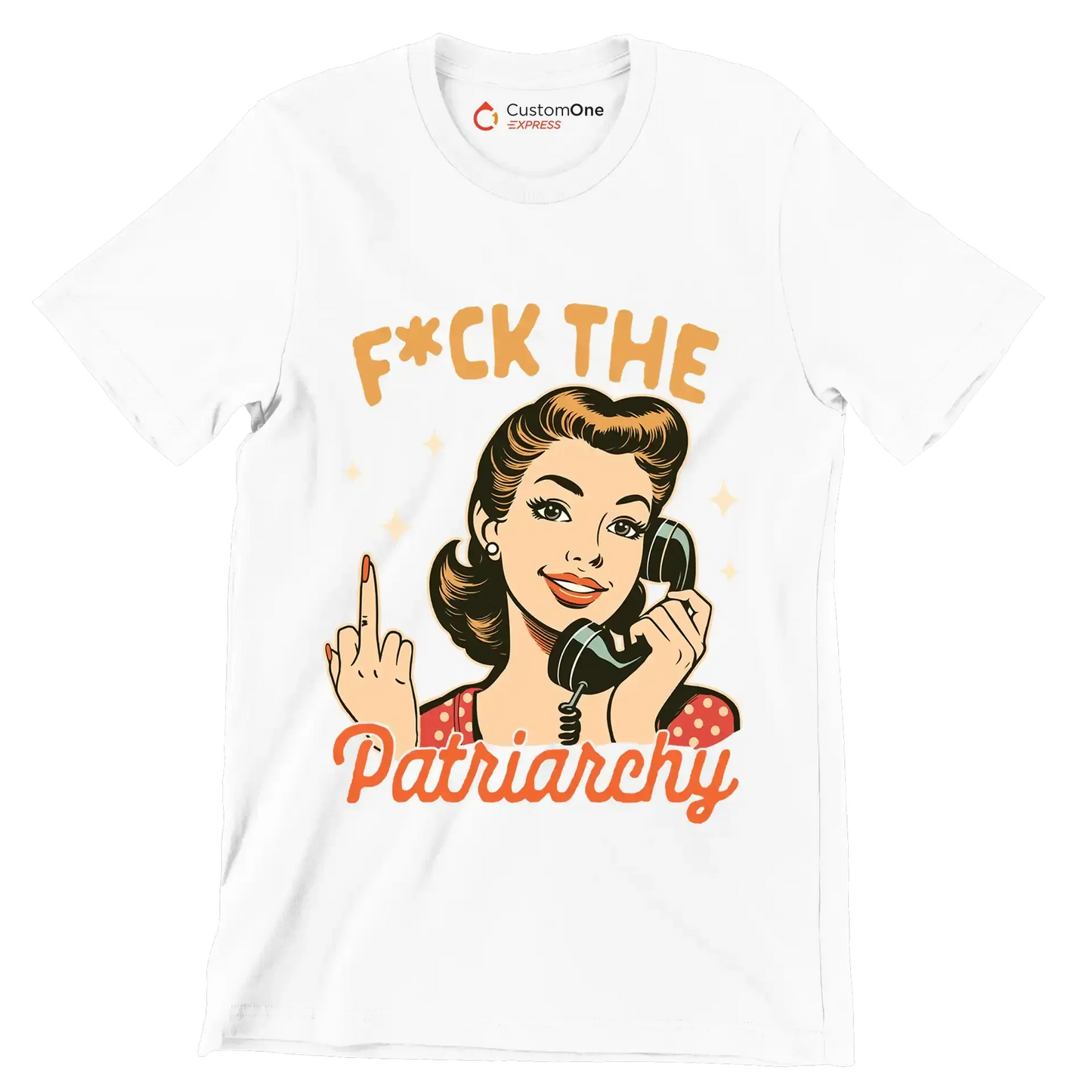 fuck the patriarchy - Retro Themed T-Shirt-White-S-Custom One Express