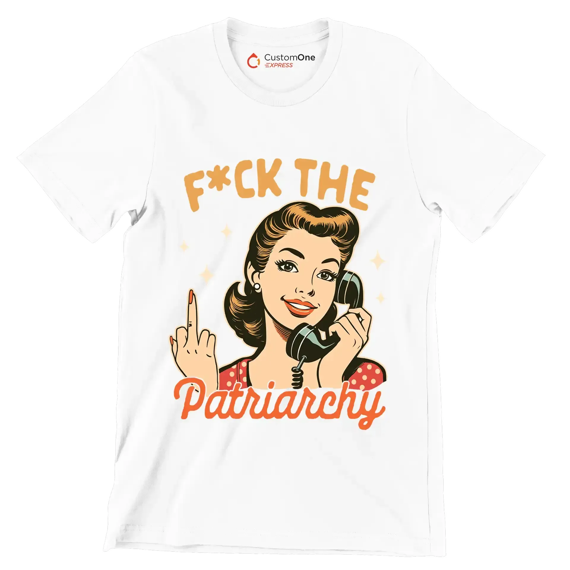 fuck the patriarchy - Retro Themed T-Shirt-White-S-Custom One Express