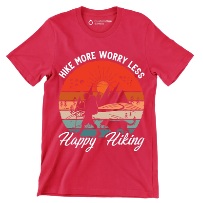 hike more worry less happy hiking - Hiking Themed T-Shirt-Red-S-Custom One Express