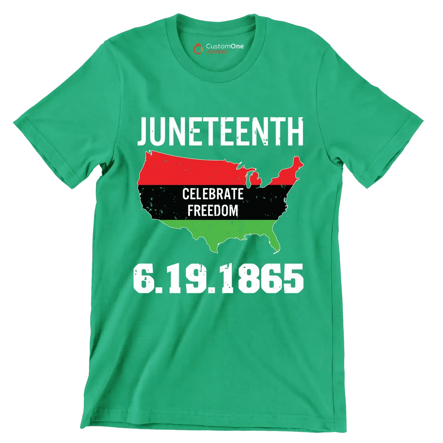 juneteenth celebrate freedom 6 . 19 . 1865 - Martin Luther King T-Shirt-Green-Custom One Express