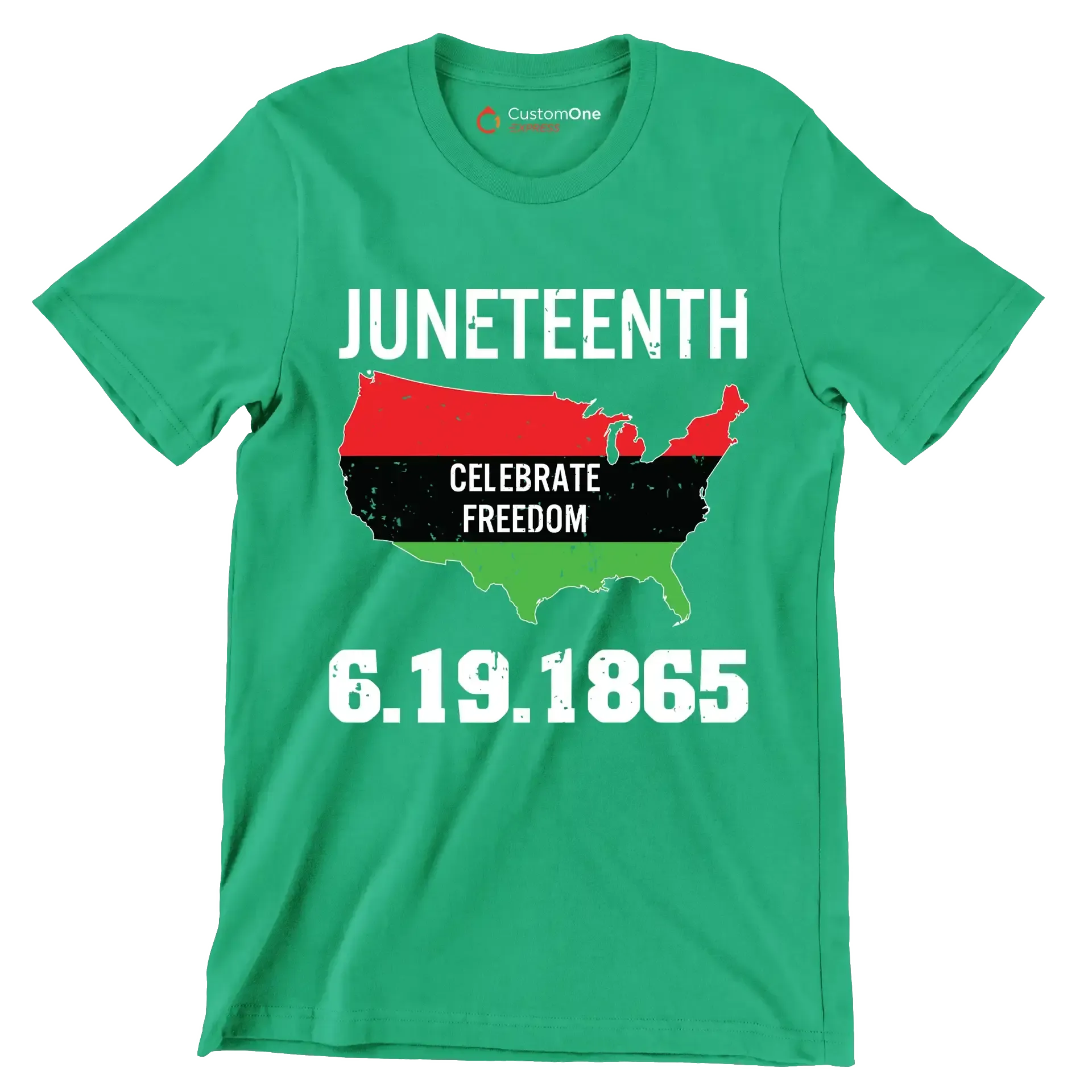 juneteenth celebrate freedom 6 . 19 . 1865 - Martin Luther King T-Shirt-Green-Custom One Express