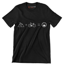 mountain + bike = happiness - Bicycle Themed T-Shirt-Black-S-Custom One Express