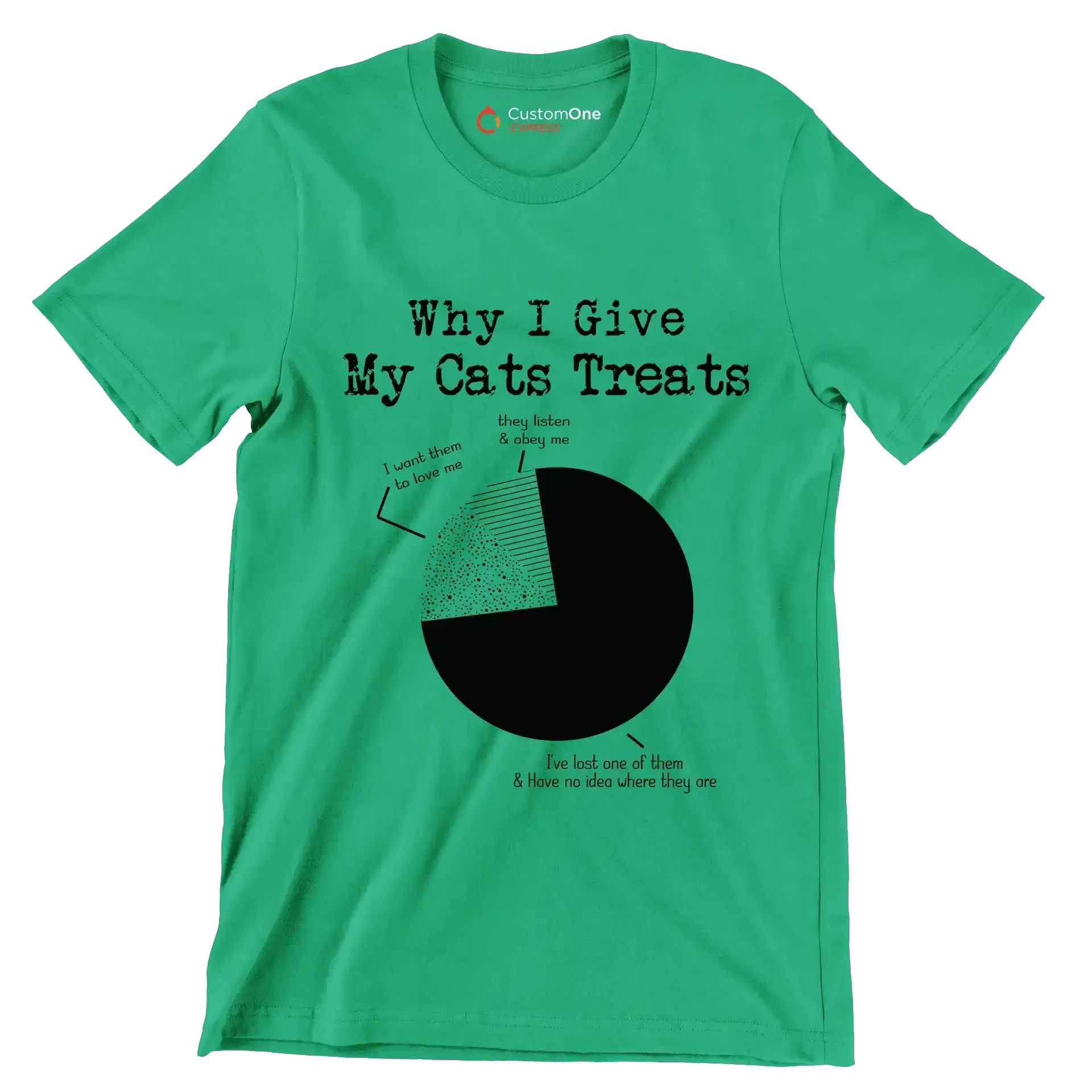 why I give my cats treats I want them to love me they listen & obey me I've lost one of them & have no idea where they are - Cat Themed T-Shirt-Green-S-Custom One Express