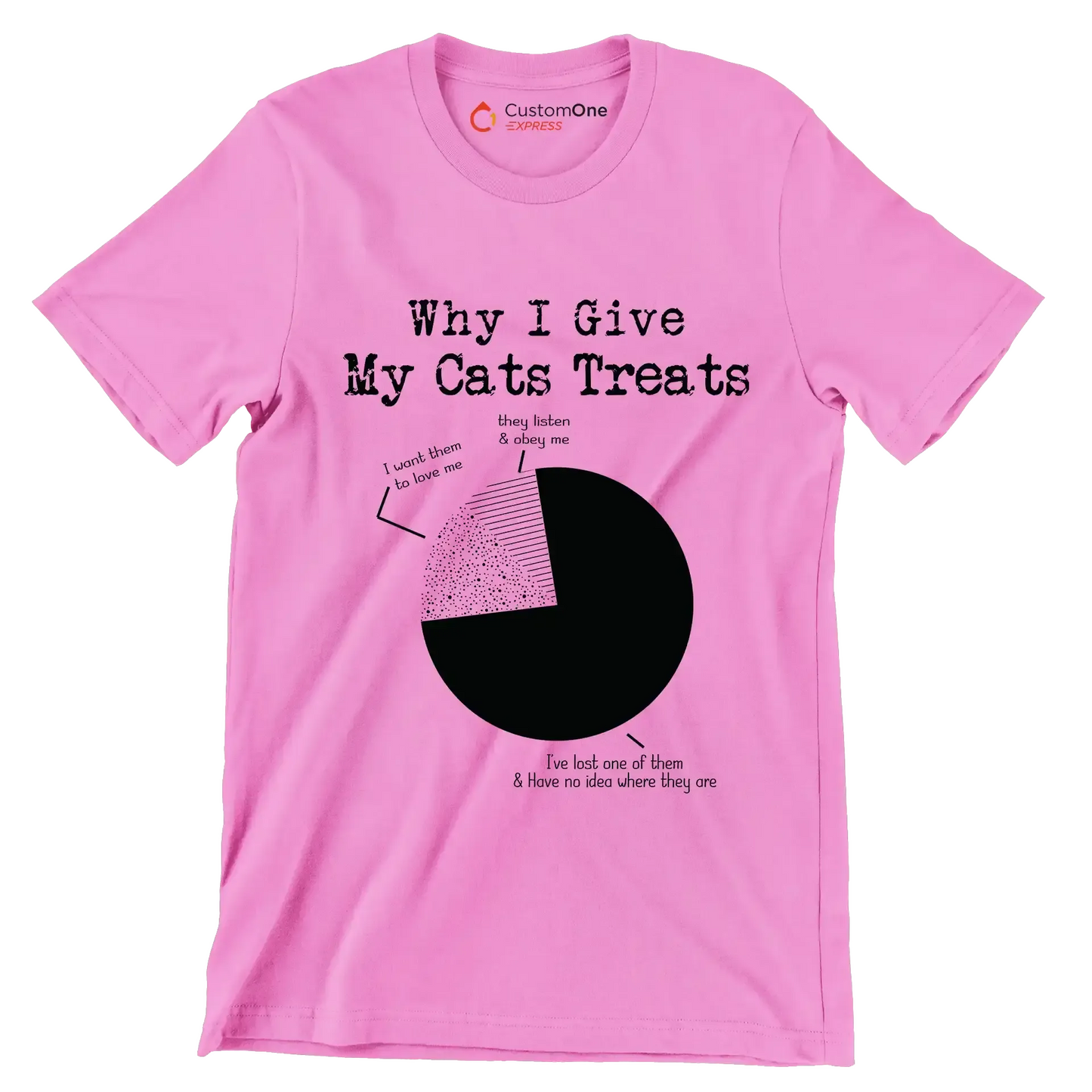 why I give my cats treats I want them to love me they listen & obey me I've lost one of them & have no idea where they are - Cat Themed T-Shirt-Pink-S-Custom One Express