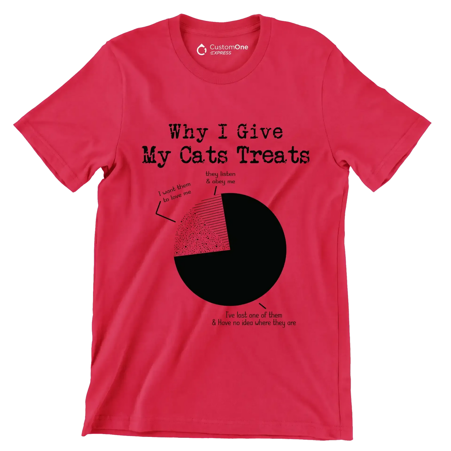 why I give my cats treats I want them to love me they listen & obey me I've lost one of them & have no idea where they are - Cat Themed T-Shirt-Red-S-Custom One Express