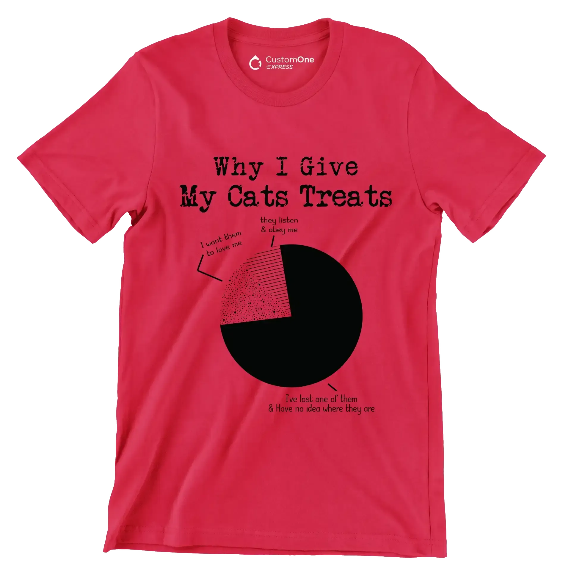 why I give my cats treats I want them to love me they listen & obey me I've lost one of them & have no idea where they are - Cat Themed T-Shirt-Red-S-Custom One Express