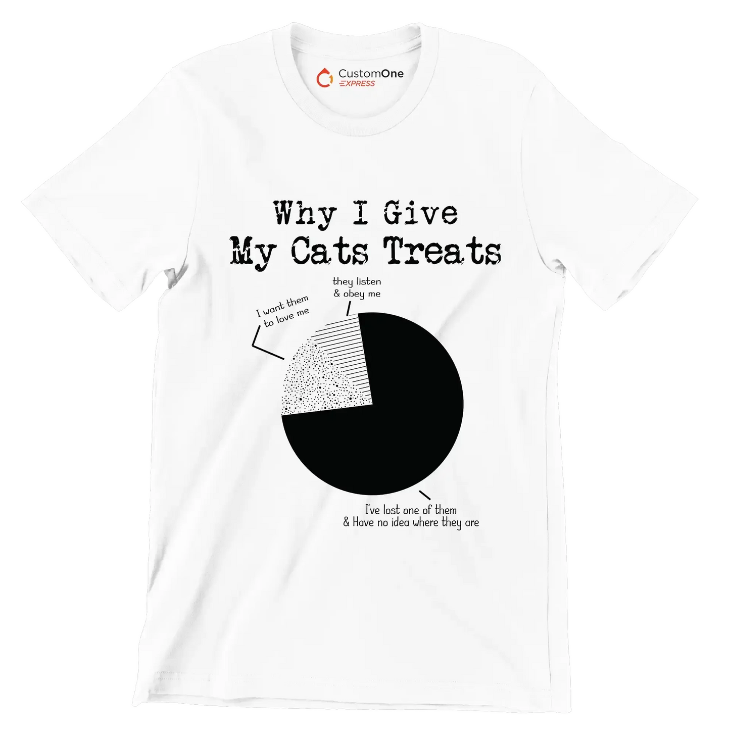 why I give my cats treats I want them to love me they listen & obey me I've lost one of them & have no idea where they are - Cat Themed T-Shirt-White-S-Custom One Express