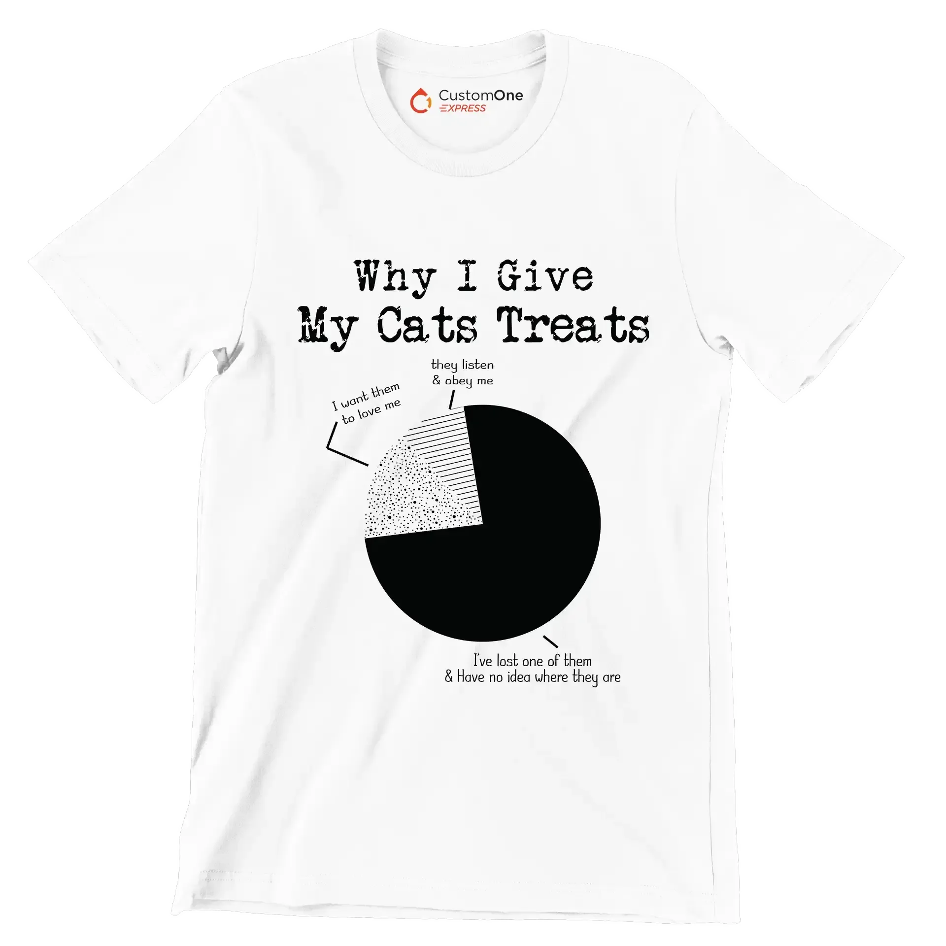 why I give my cats treats I want them to love me they listen & obey me I've lost one of them & have no idea where they are - Cat Themed T-Shirt-White-S-Custom One Express