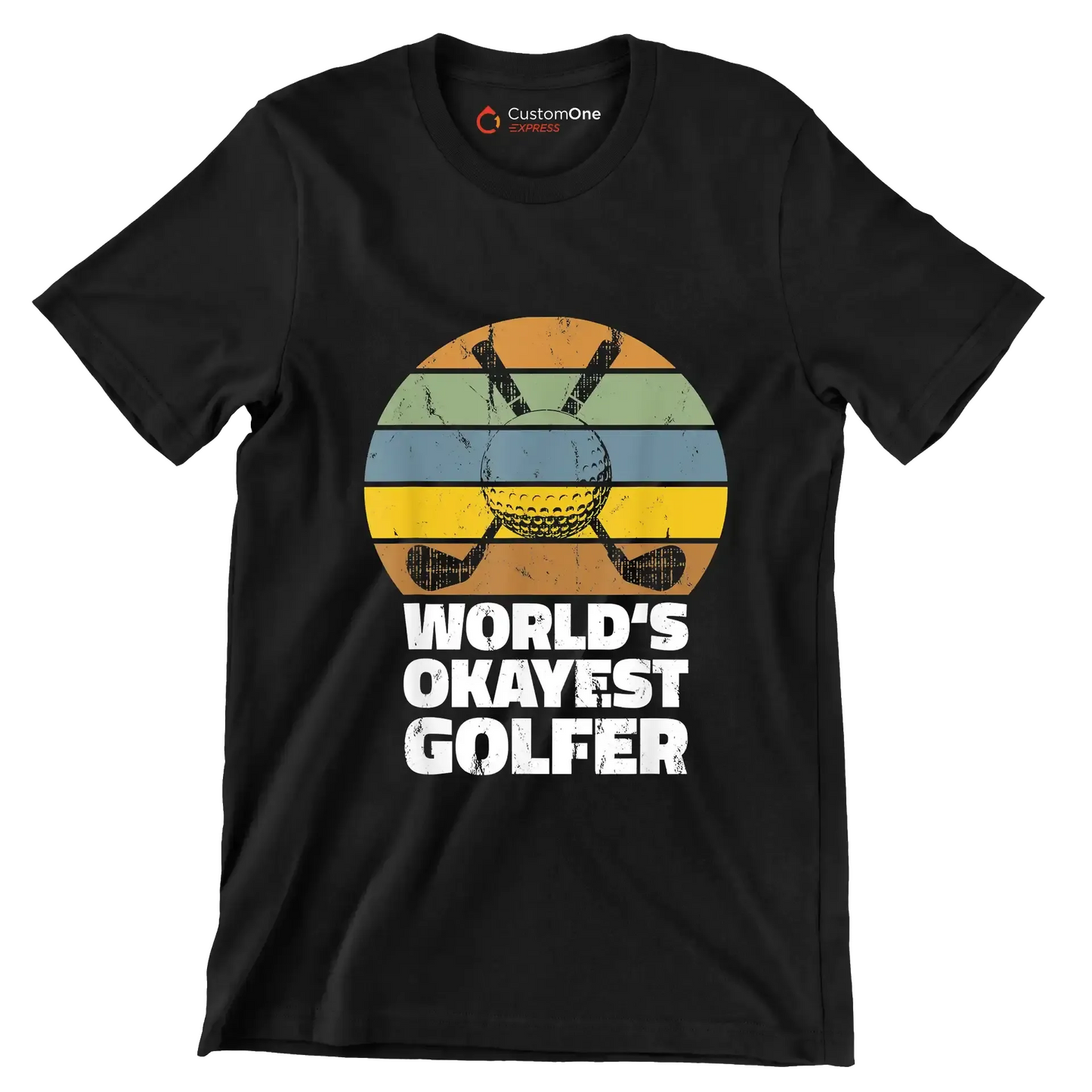 world's okayest golfer - Golf Themed T-Shirt-Black-S-Custom One Express