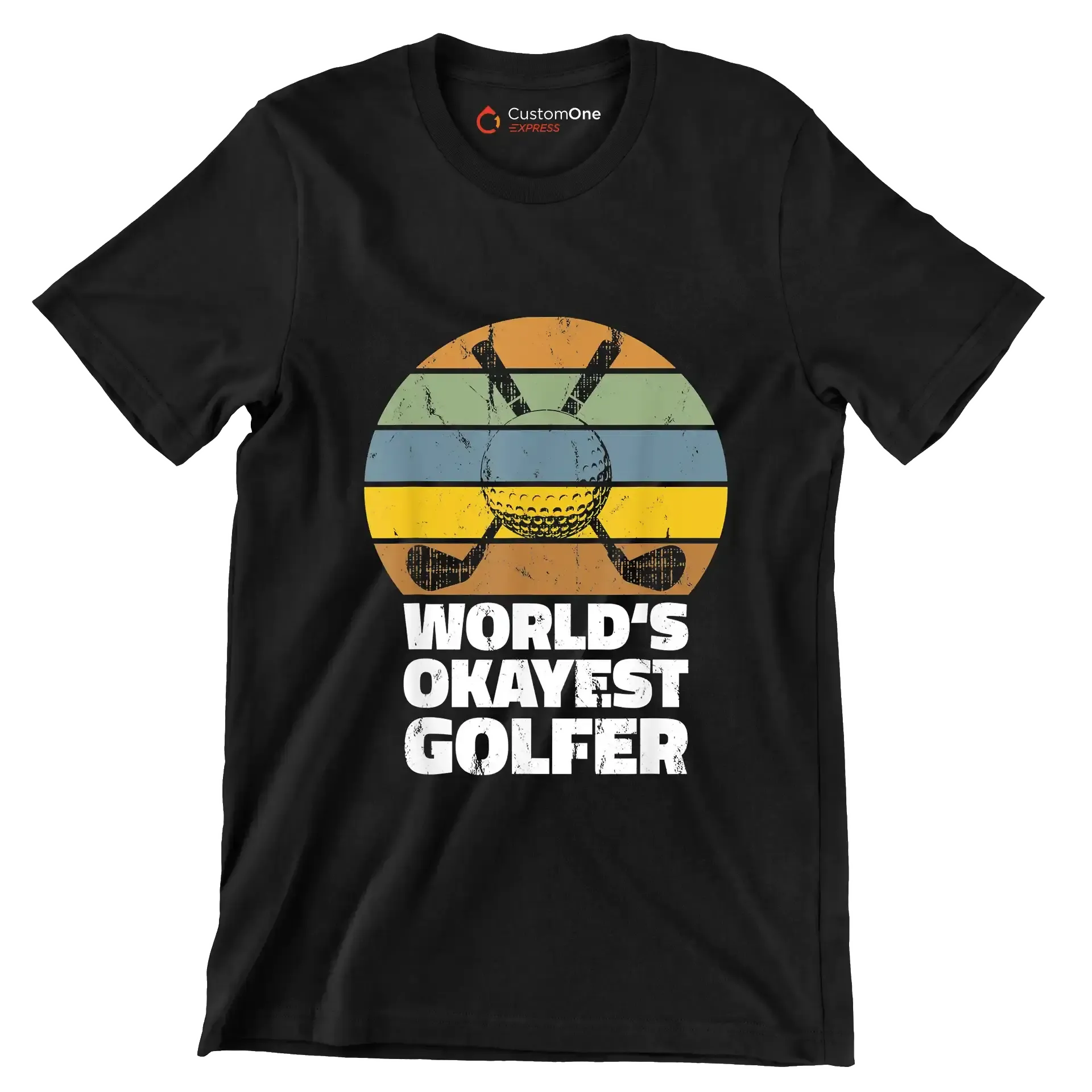 world's okayest golfer - Golf Themed T-Shirt-Black-S-Custom One Express