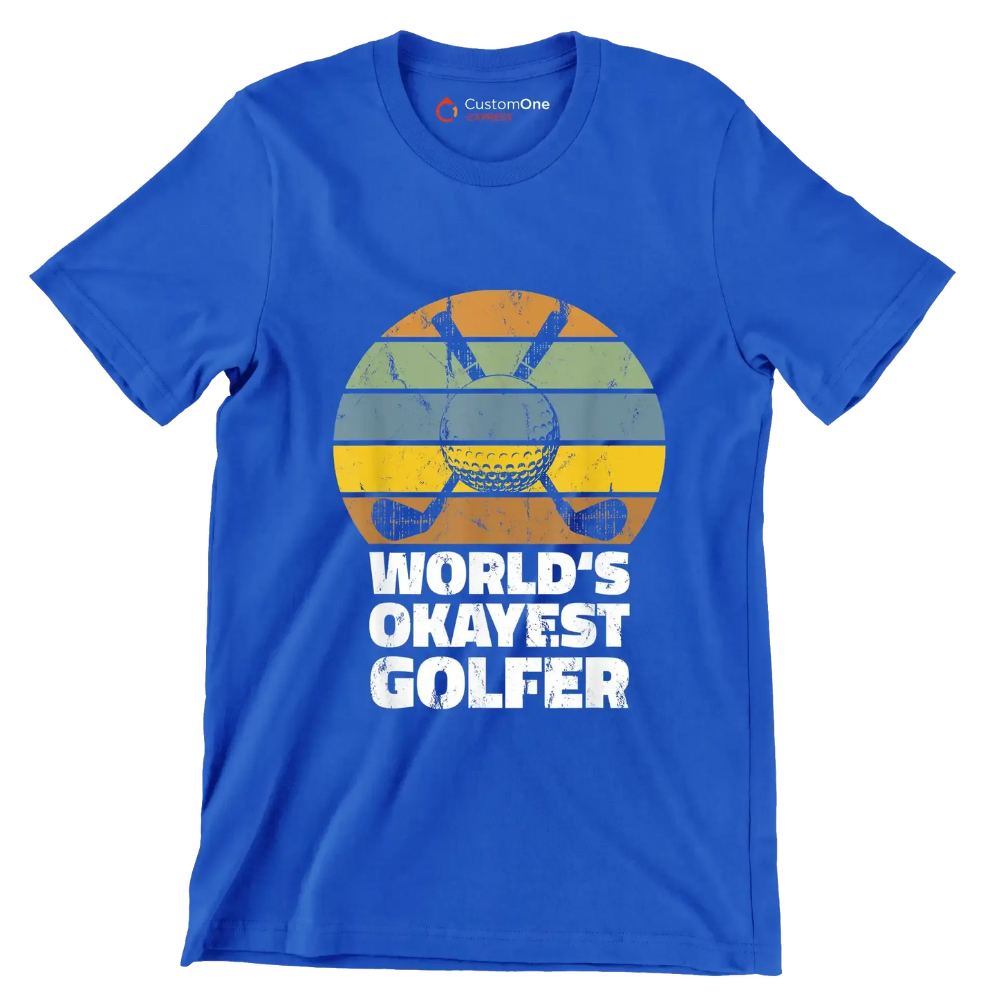 world's okayest golfer - Golf Themed T-Shirt-Blue-S-Custom One Express