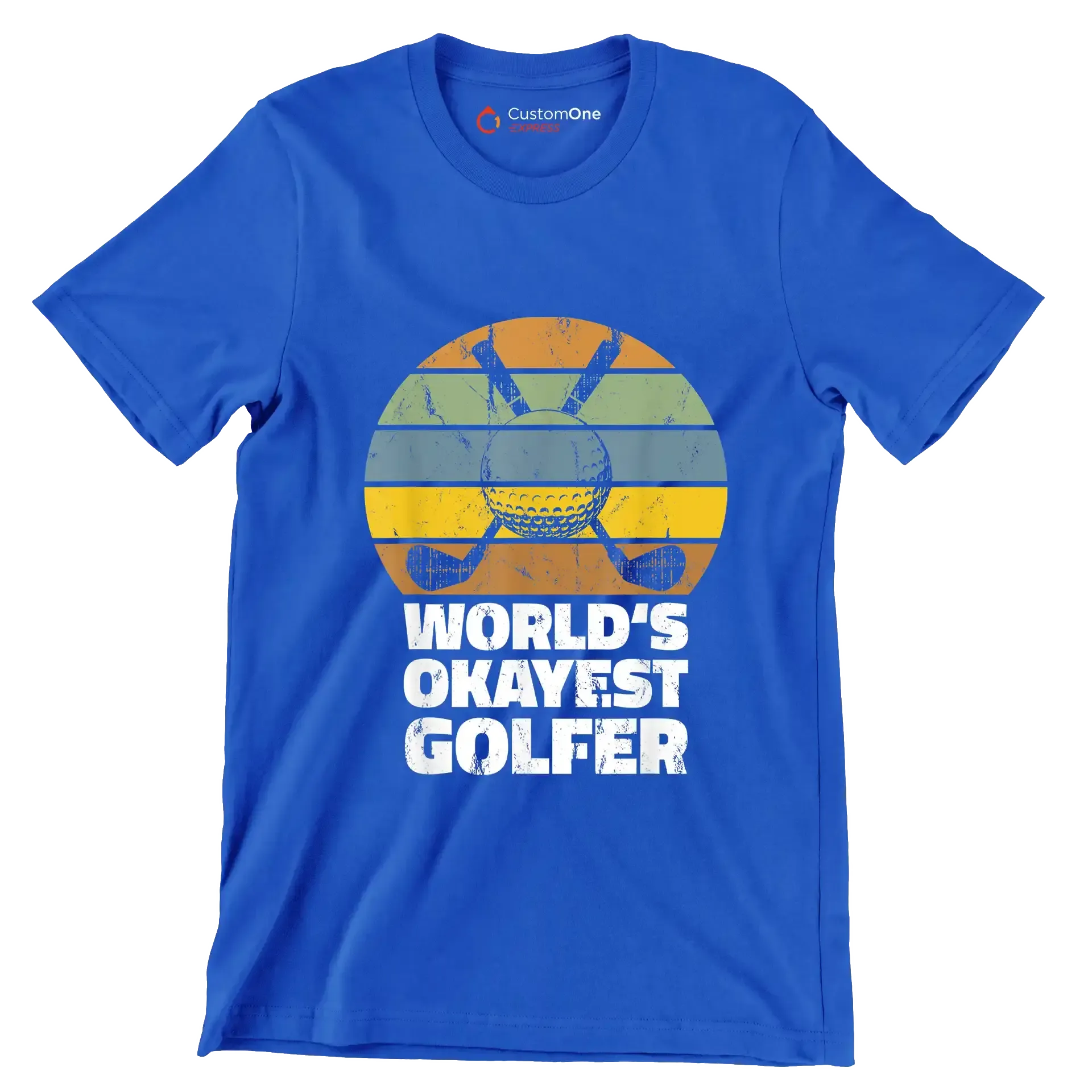 world's okayest golfer - Golf Themed T-Shirt-Blue-S-Custom One Express