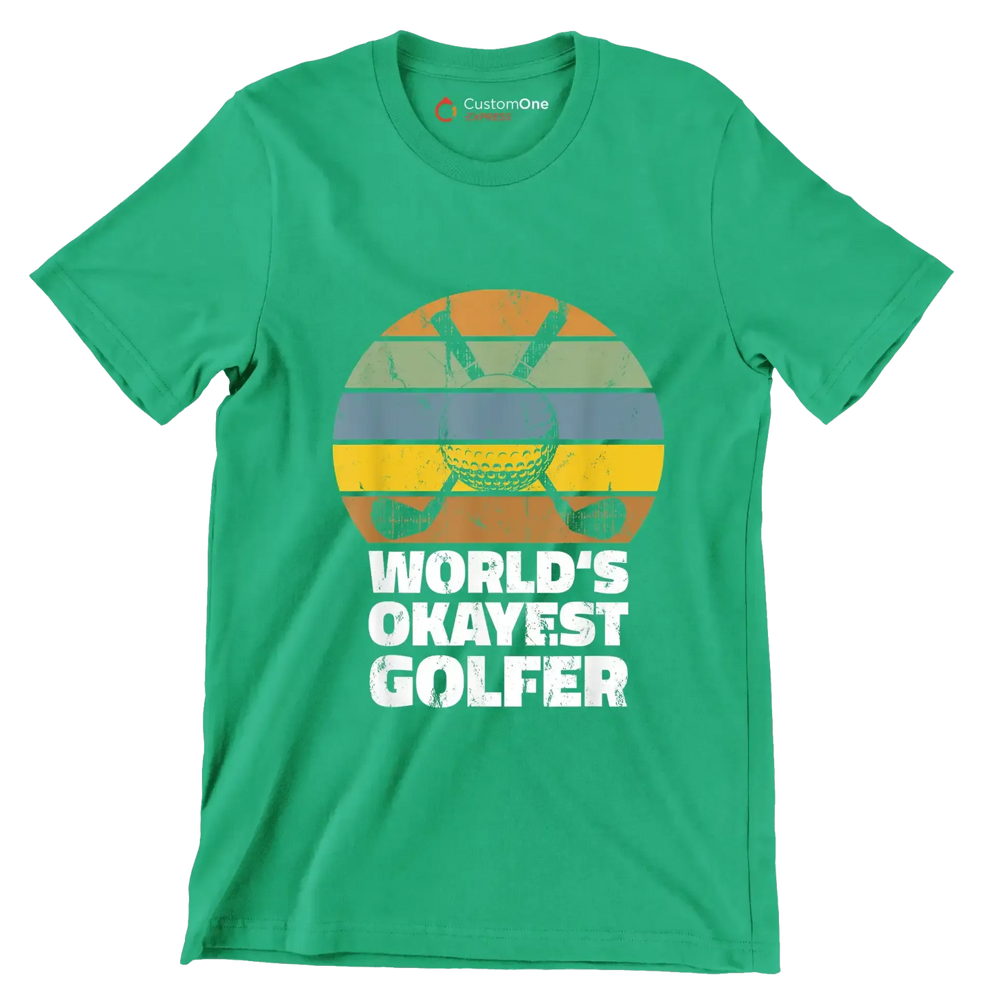 world's okayest golfer - Golf Themed T-Shirt-Green-S-Custom One Express