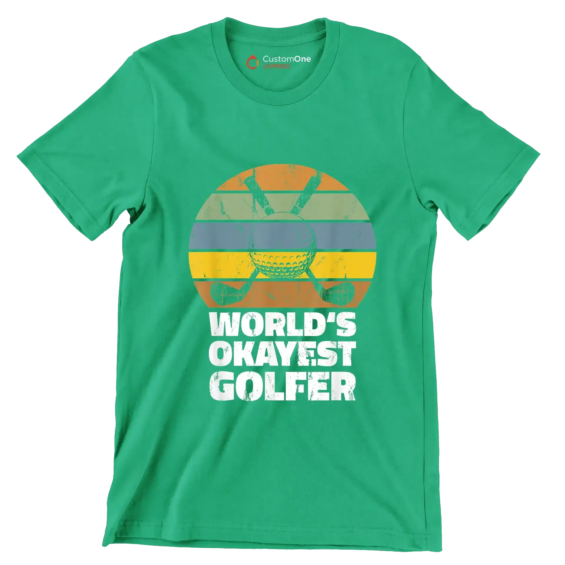 world's okayest golfer - Golf Themed T-Shirt-Green-S-Custom One Express