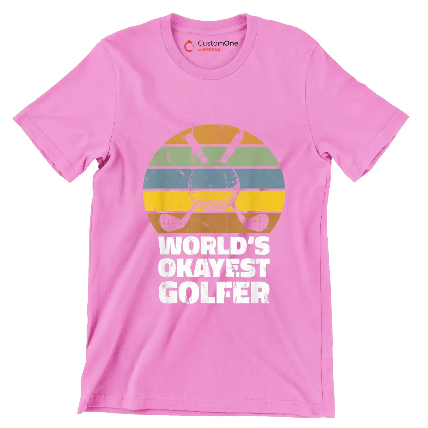 world's okayest golfer - Golf Themed T-Shirt-Pink-S-Custom One Express