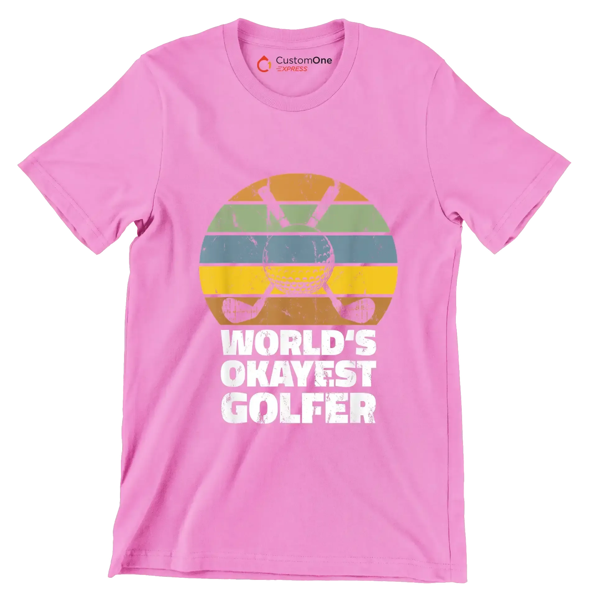 world's okayest golfer - Golf Themed T-Shirt-Pink-S-Custom One Express